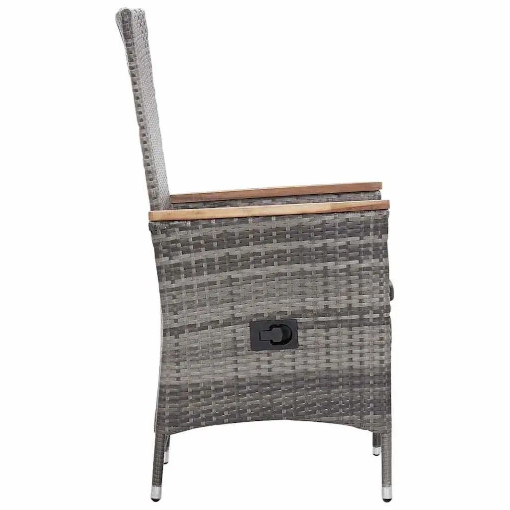 Garden Lounge Set 3 Piece Poly Rattan Armchairs Coffee Table Grey Outdoor