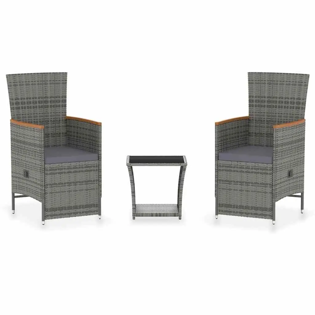 3 Piece Garden Lounge Set Reclining Armchairs Coffee Table Outdoor Furniture