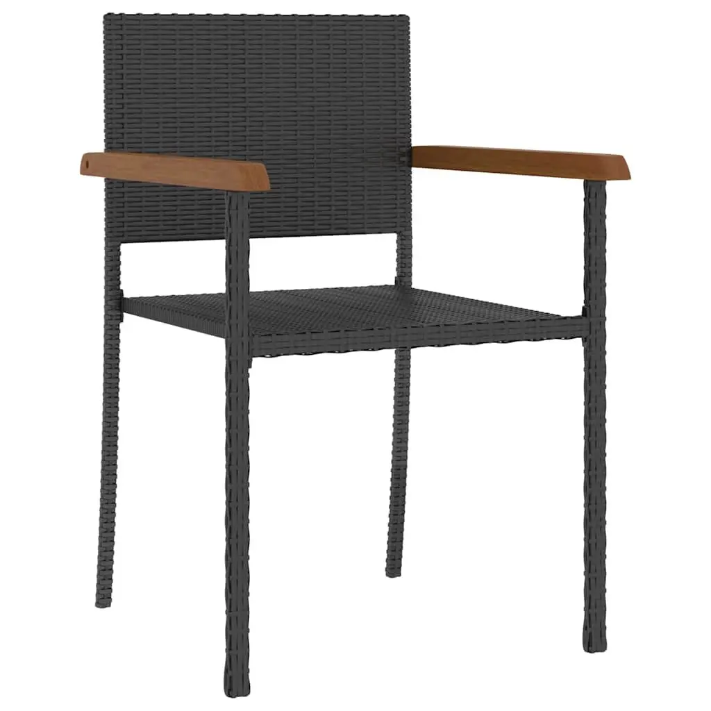 Outdoor Dining Set 5 Piece Poly Rattan Garden Furniture Black Table Chairs