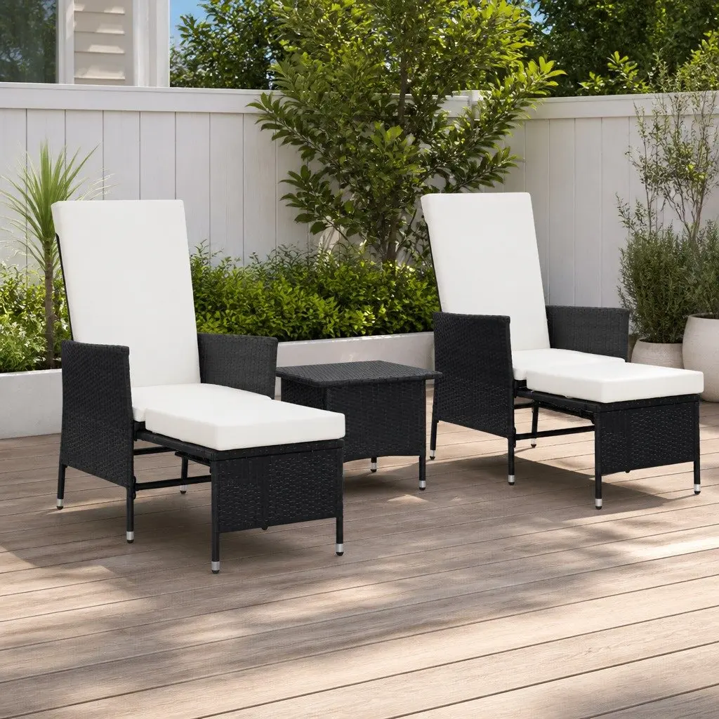 3PieceOutdoorLoungeSetBlackRattanSofaChairFootrest