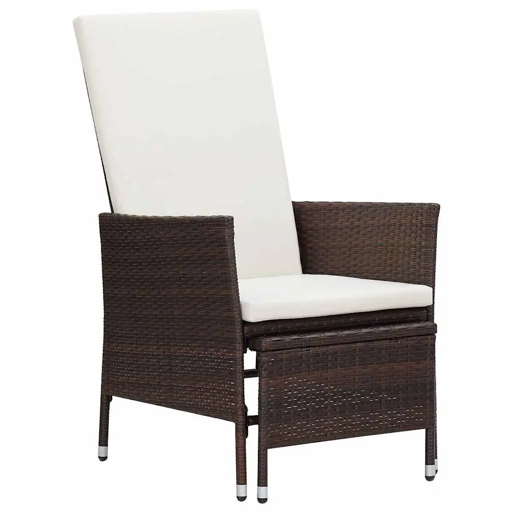 3 Piece Garden Lounge Set PE Rattan Brown Cushions