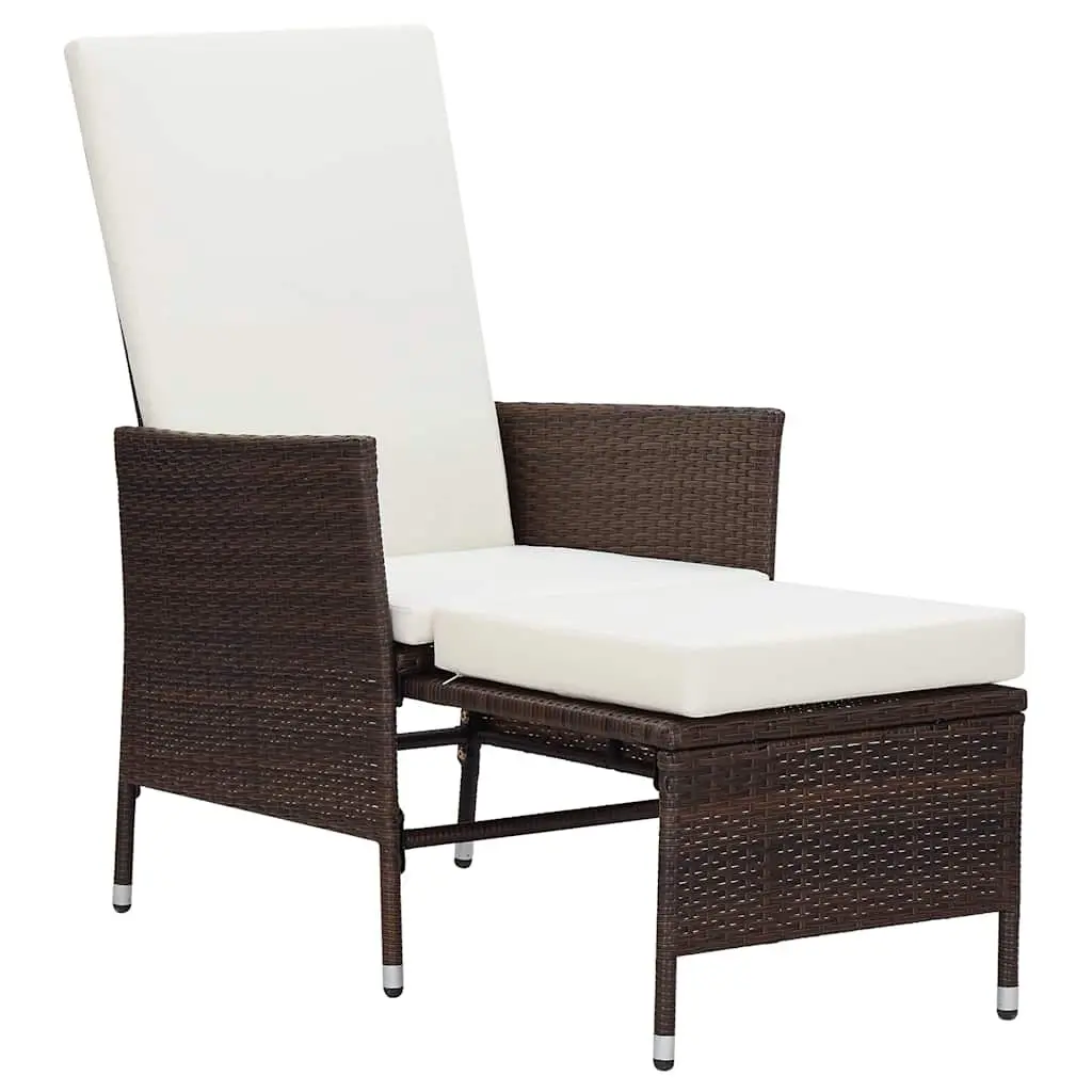 3 Piece Garden Lounge Set PE Rattan Brown Cushions