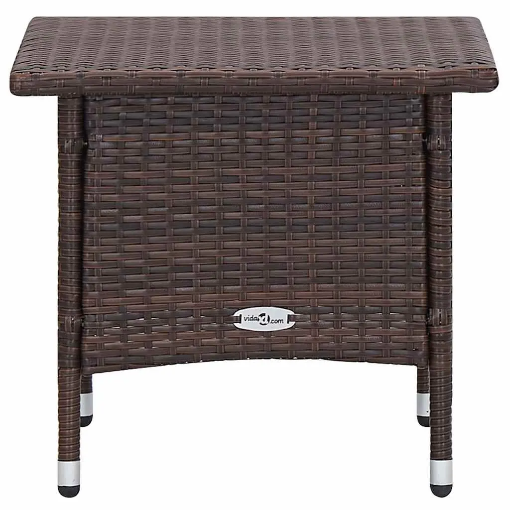 3 Piece Garden Lounge Set PE Rattan Brown Cushions