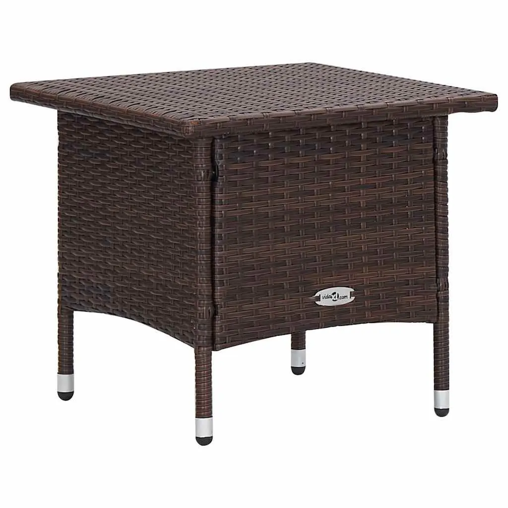3 Piece Garden Lounge Set PE Rattan Brown Cushions
