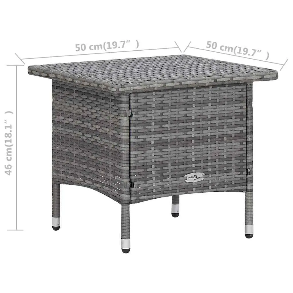 Garden Lounge Set Grey Rattan 3 Piece Outdoor Furniture with Cushions and Foldable Backrest