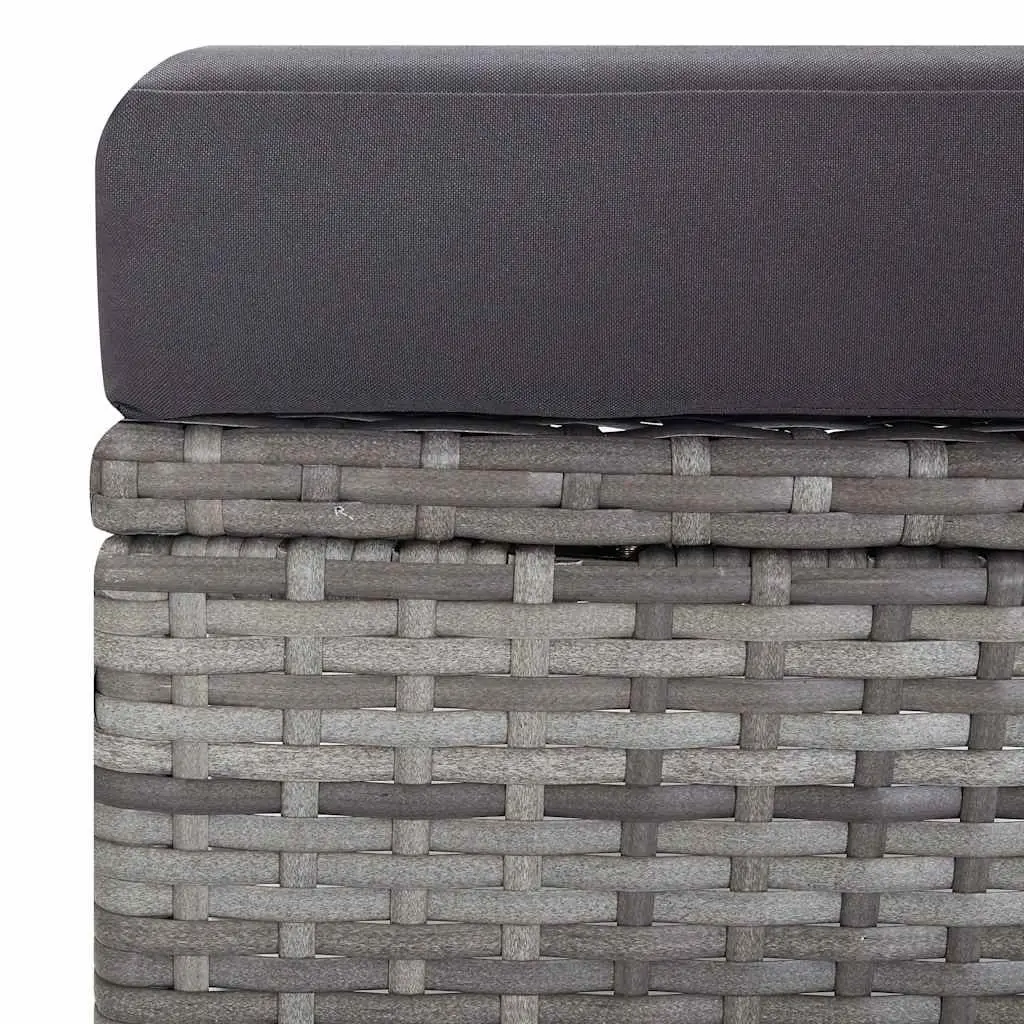 Garden Lounge Set Grey Rattan 3 Piece Outdoor Furniture with Cushions and Foldable Backrest