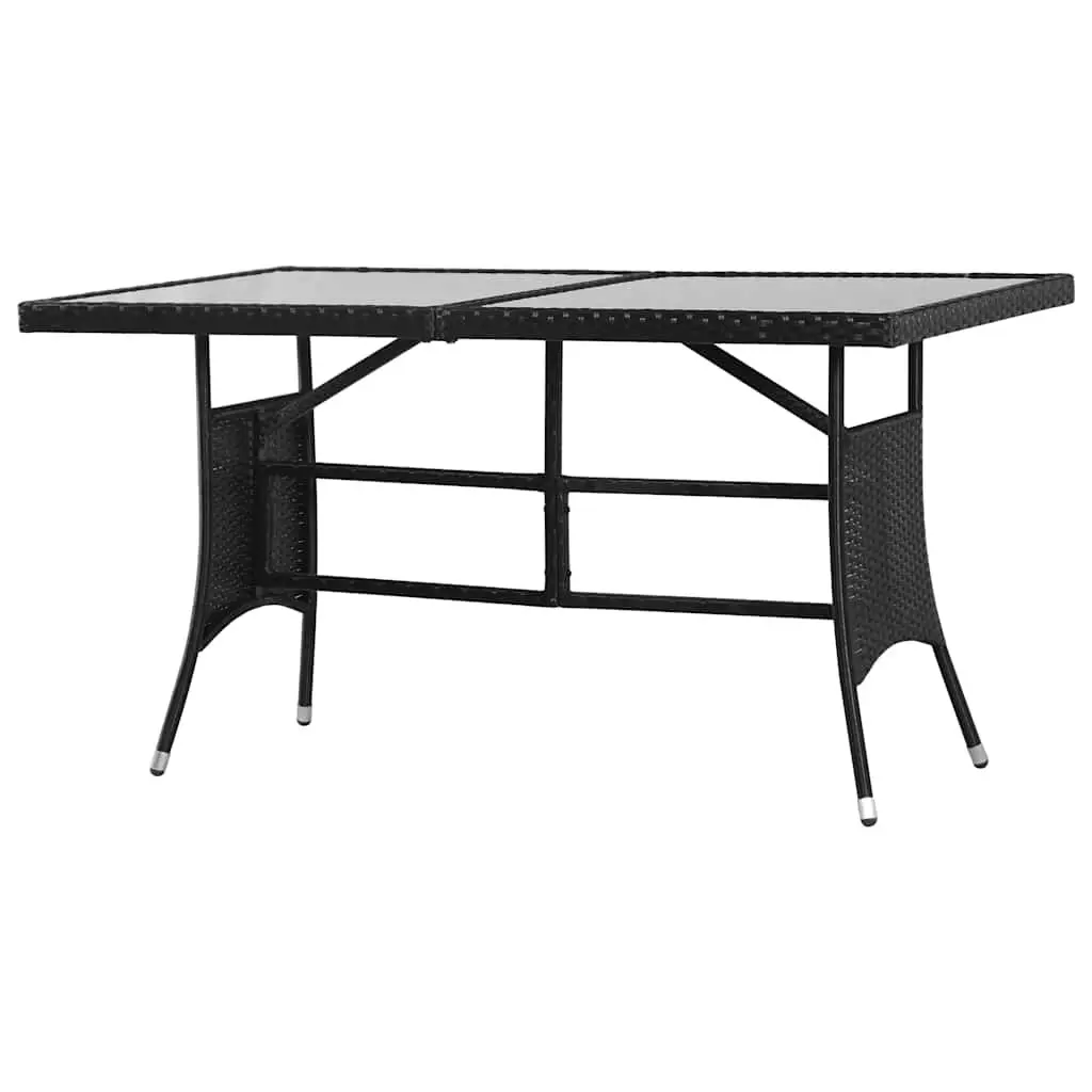 Outdoor Dining Set Black Poly Rattan 5 Piece Garden Furniture Table Chairs