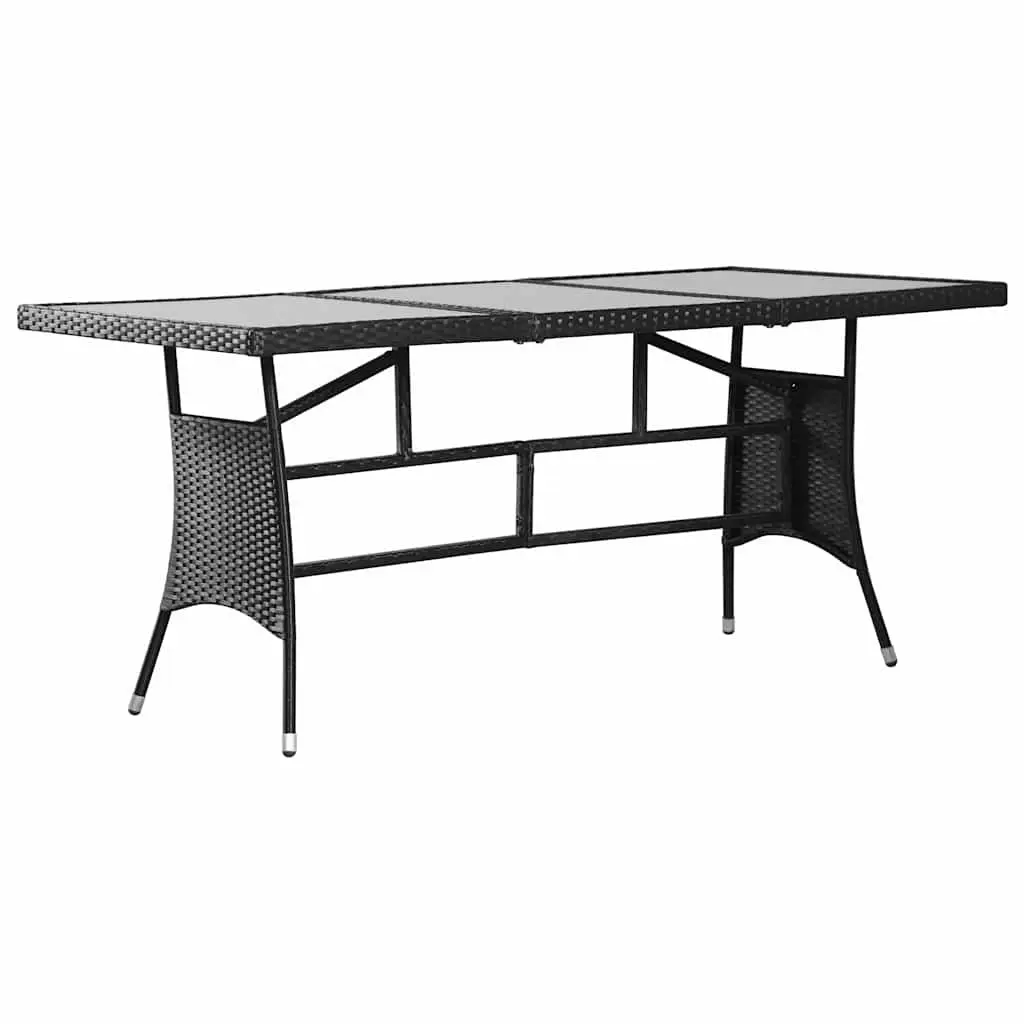 7 Piece Garden Dining Set PE Rattan Black Outdoor Table Chairs