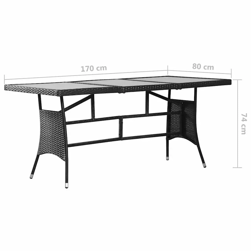 7 Piece Garden Dining Set PE Rattan Black Outdoor Table Chairs