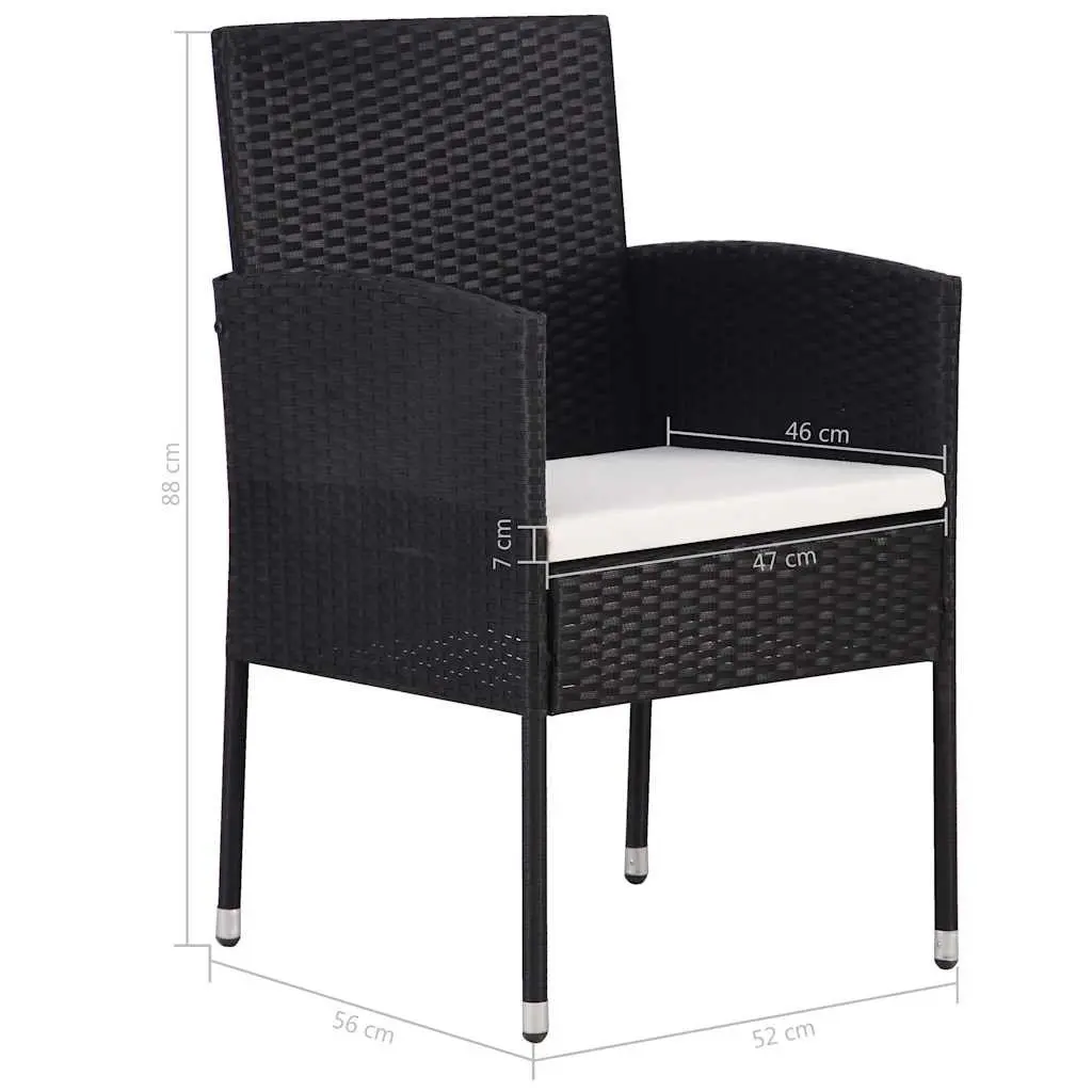 9 Piece Outdoor Garden Dining Set Black Poly Rattan Table Chairs Patio Furniture