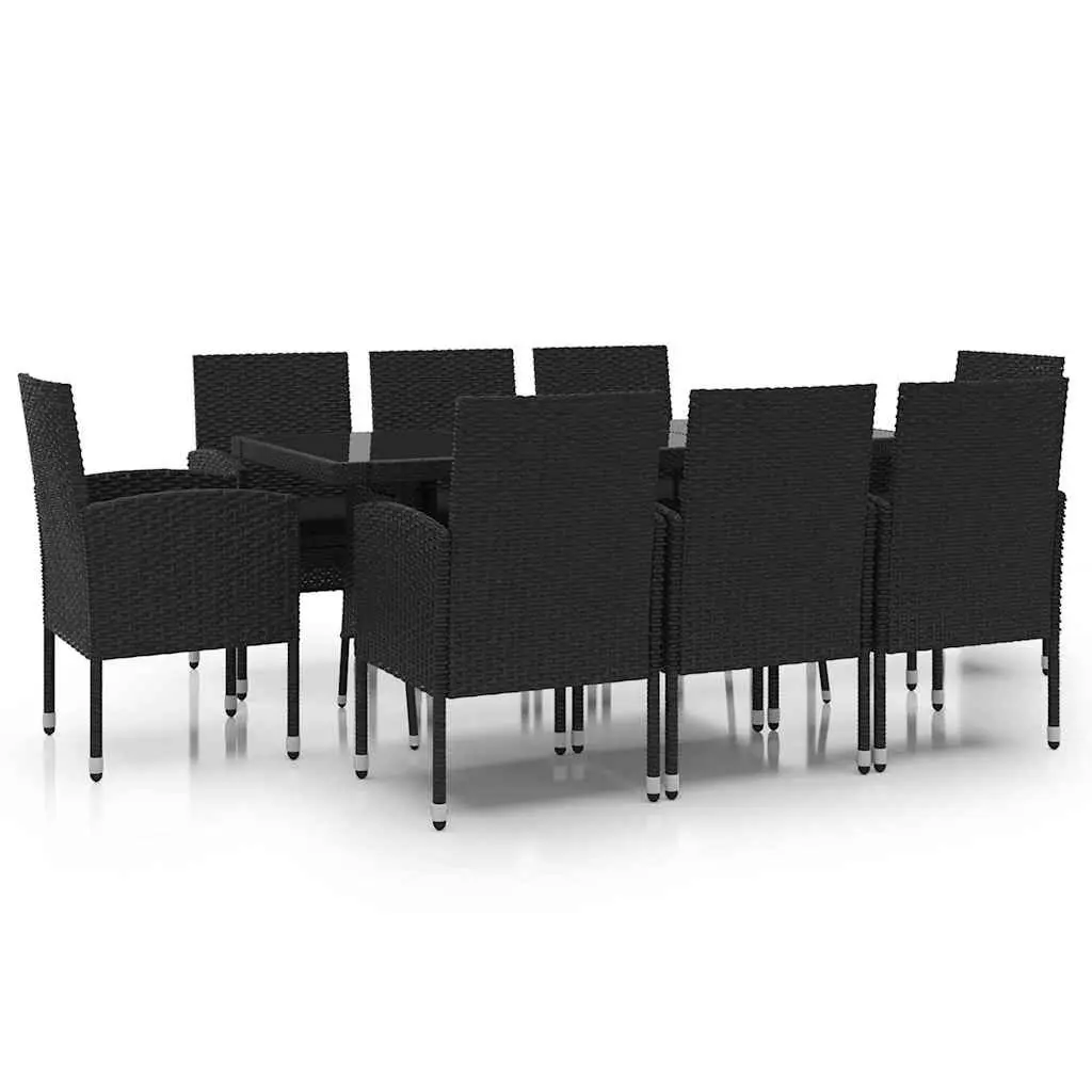 Garden Dining Set 9 Piece Outdoor Patio Furniture Poly Rattan Black Chairs Table