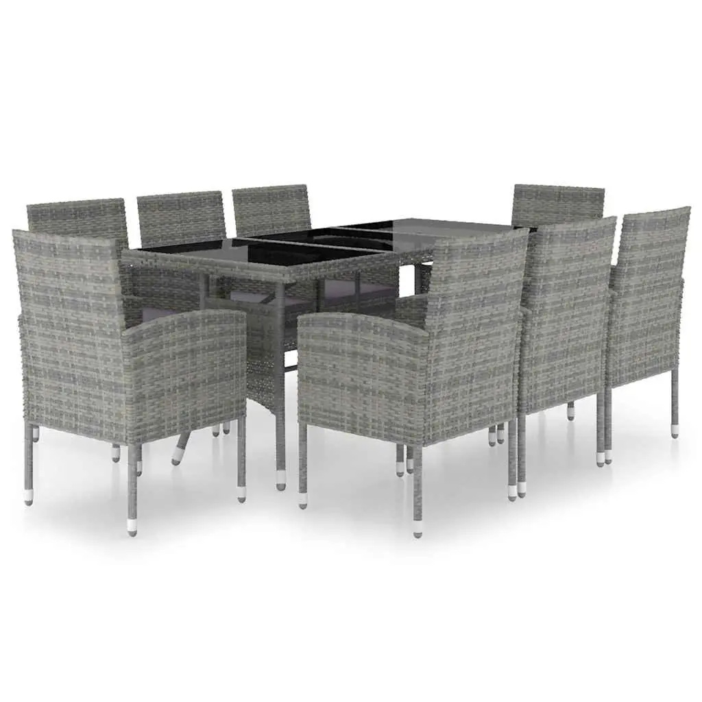 Garden Dining Set 9 Piece Outdoor Furniture Table Chairs Rattan Grey