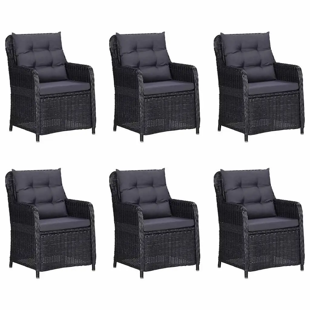 Garden Dining Set 7 Piece Outdoor Furniture Black Rattan Table Chairs