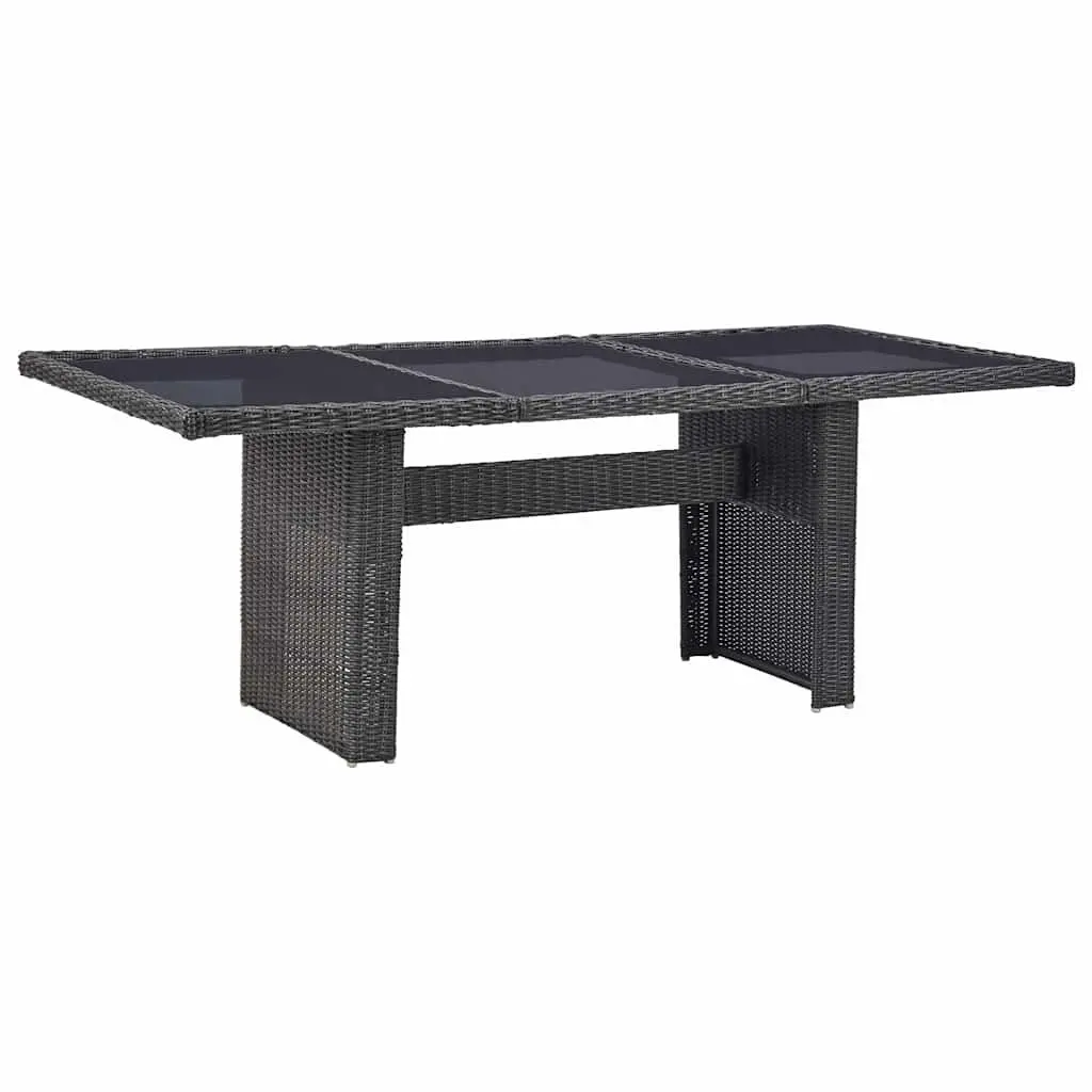 9 Piece Garden Dining Set Black Poly Rattan Outdoor Furniture with Glass Table and Cushions