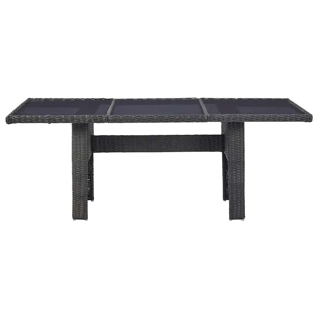 Outdoor Dining Set Black Rattan 7 Piece Patio Furniture with Glass Table and Cushions