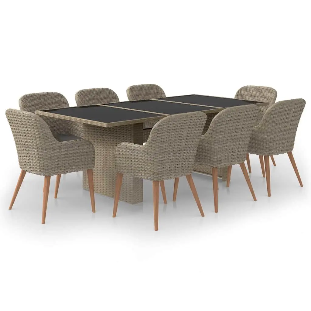 Garden Dining Set 9 Piece Outdoor Furniture Poly Rattan Patio Table Chairs