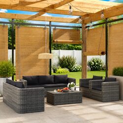 Garden Lounge Set 9 Piece Outdoor Furniture Poly Rattan Grey Sofa with Cushions