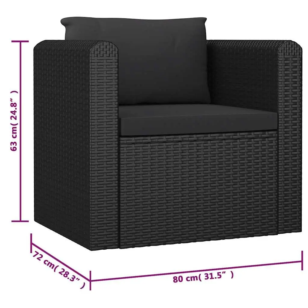 Garden Lounge Set 9 Piece Outdoor Furniture Modular Sofa Black Rattan Cushions