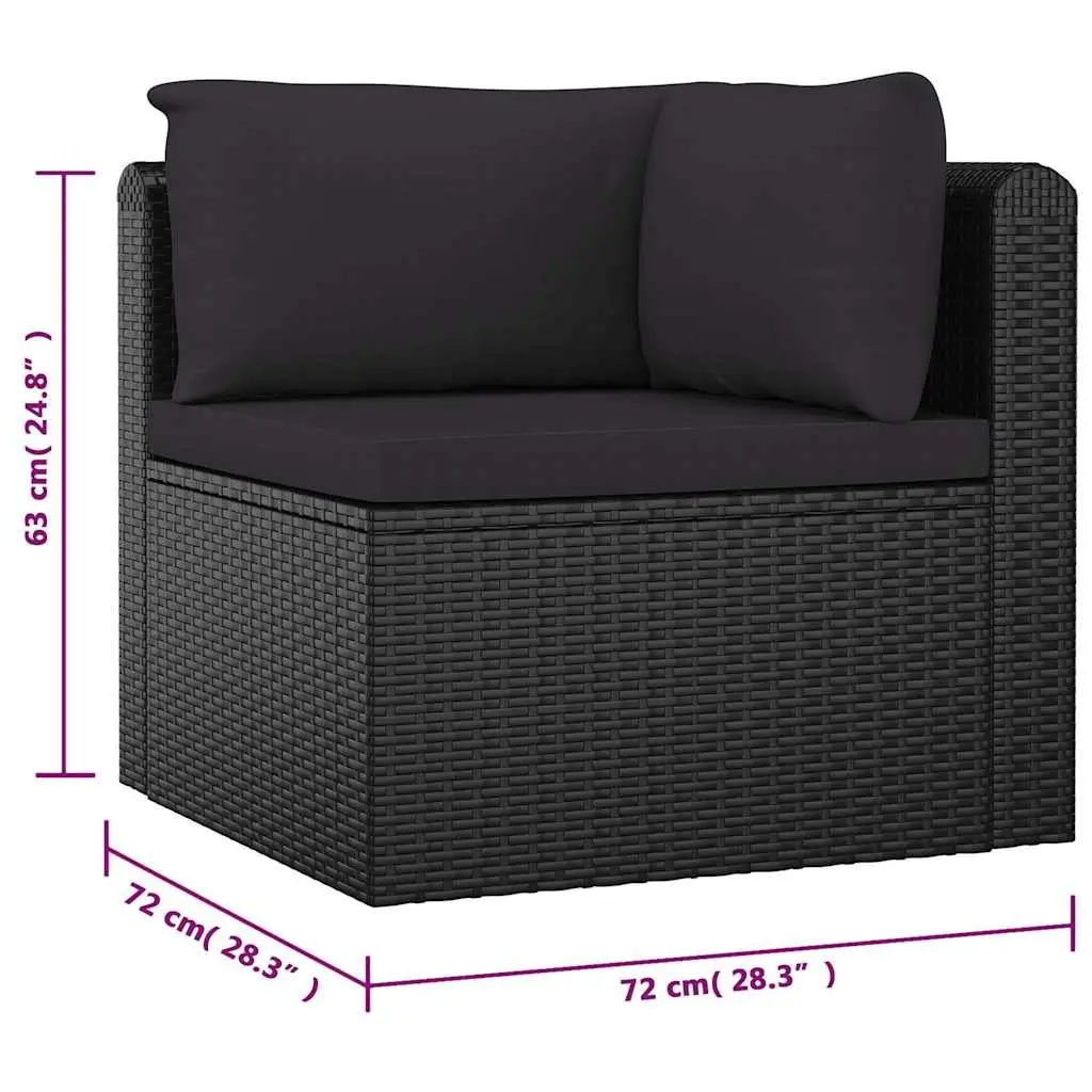 Garden Lounge Set 9 Piece Outdoor Furniture Modular Sofa Black Rattan Cushions