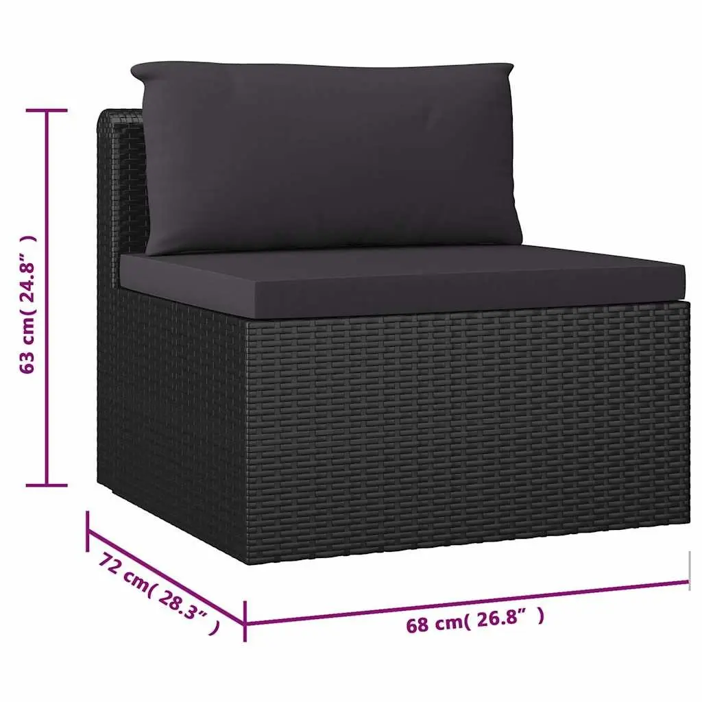 Garden Lounge Set 9 Piece Outdoor Furniture Modular Sofa Black Rattan Cushions