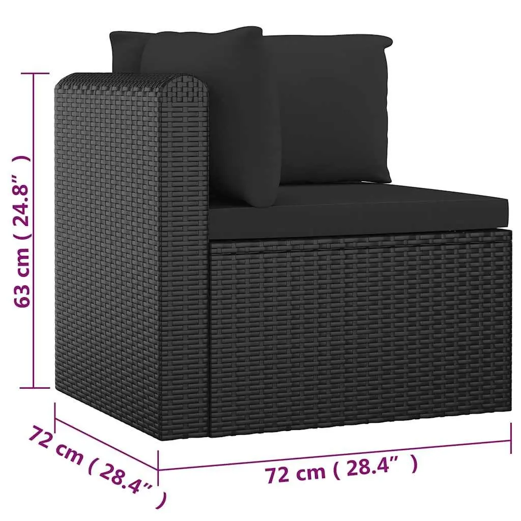 7 Piece Garden Lounge Set Modular Seating with Cushions Black