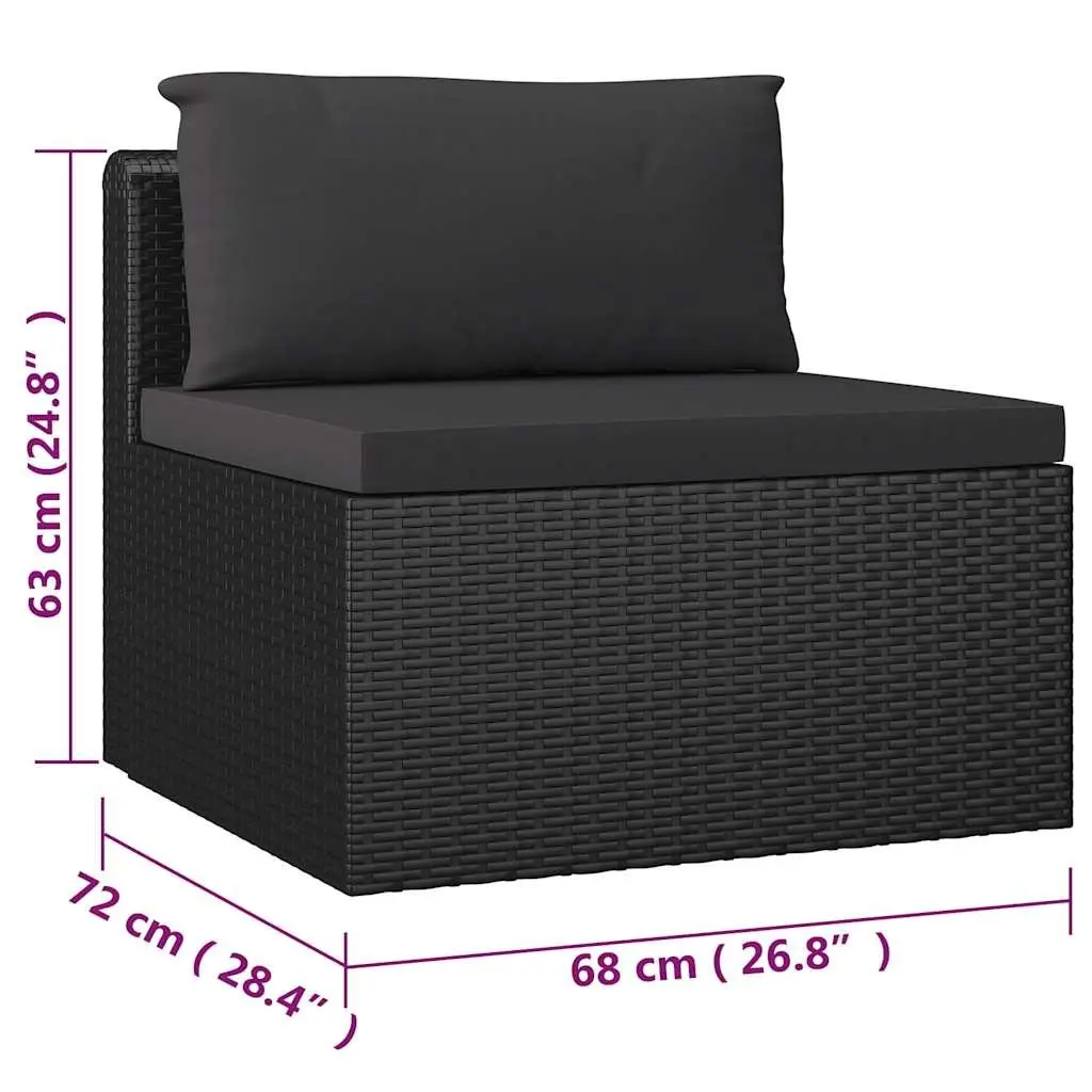 7 Piece Garden Lounge Set Modular Seating with Cushions Black