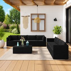 Friendly 9-Piece Modular Garden Lounge Set in Black