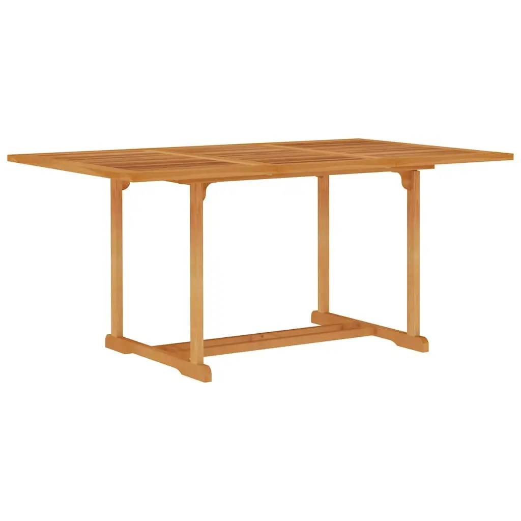 Outdoor Patio Furniture Set Teak Wood Dining Table with Umbrella Hole and Stackable Chairs 5 Piece Brown