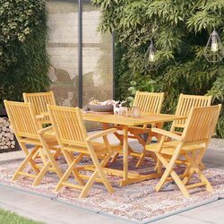 Friendly 7 Piece Teak Wood Dining Set for Outdoor Fun