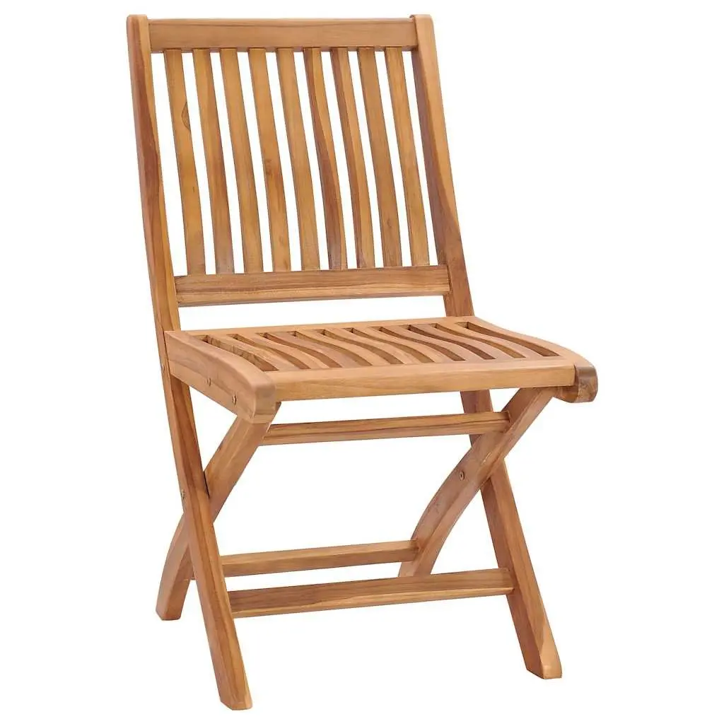 7 Piece Garden Dining Set Teak Wood Foldable Chairs Brown