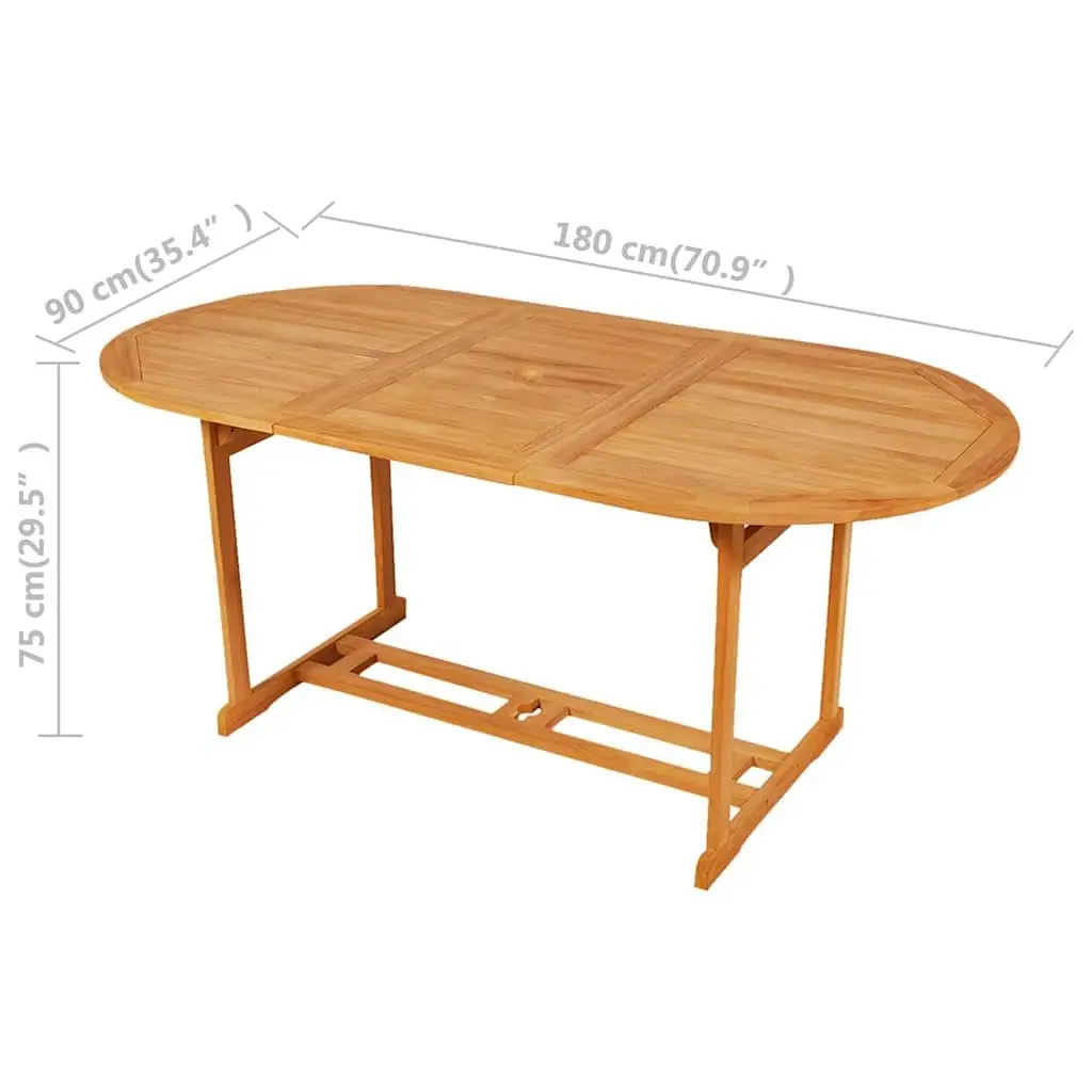 9 Piece Garden Dining Set Solid Teak Wood Outdoor Patio Furniture Table with Umbrella Hole and Foldable Chairs