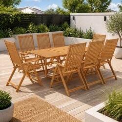 Your Perfect 9-Piece Teak Wood Dining Set Awaits!