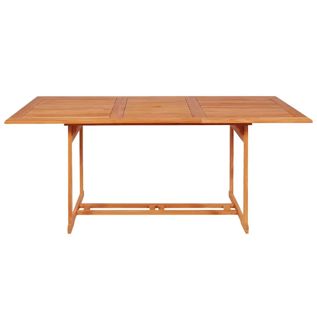 Teak Wood Outdoor Dining Set Brown 9 Piece Including Table with Umbrella Hole and Foldable Chairs