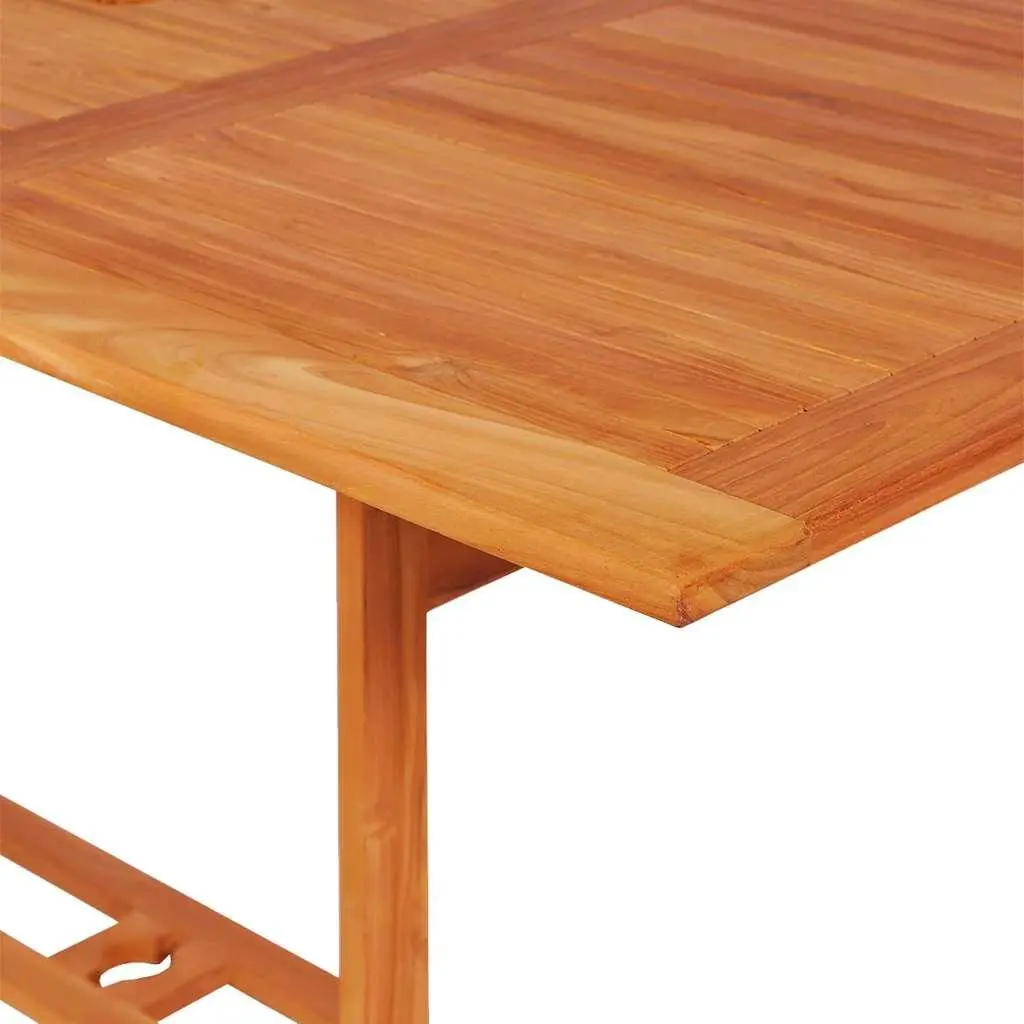 Teak Wood Outdoor Dining Set Brown 9 Piece Including Table with Umbrella Hole and Foldable Chairs