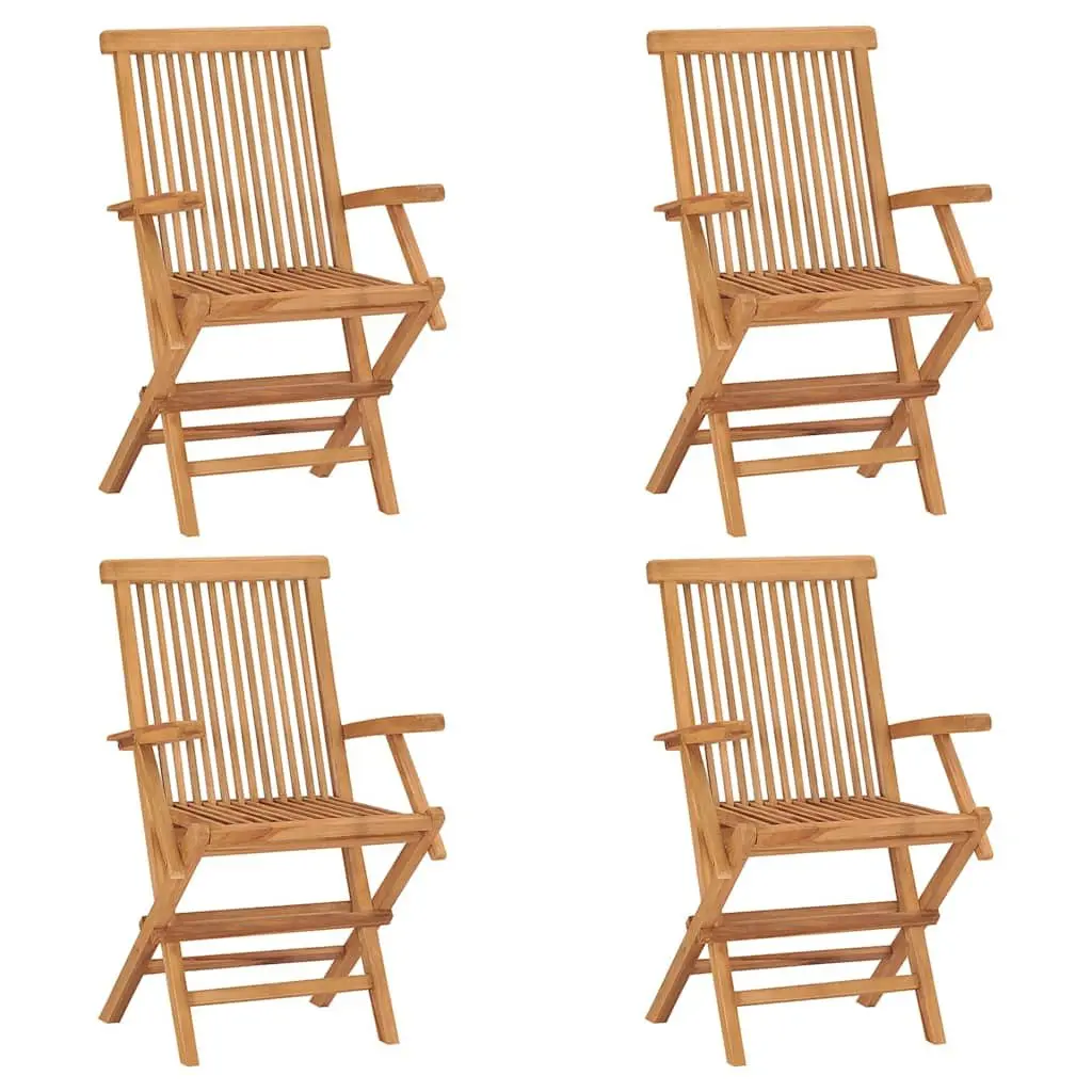5 Piece Garden Dining Set Teak Wood Foldable Outdoor Table Chairs