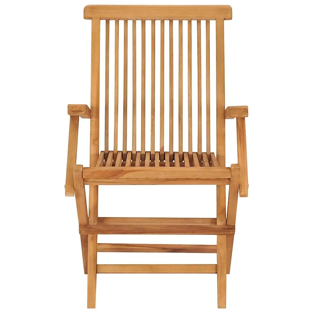 5 Piece Garden Dining Set Teak Wood Foldable Outdoor Table Chairs