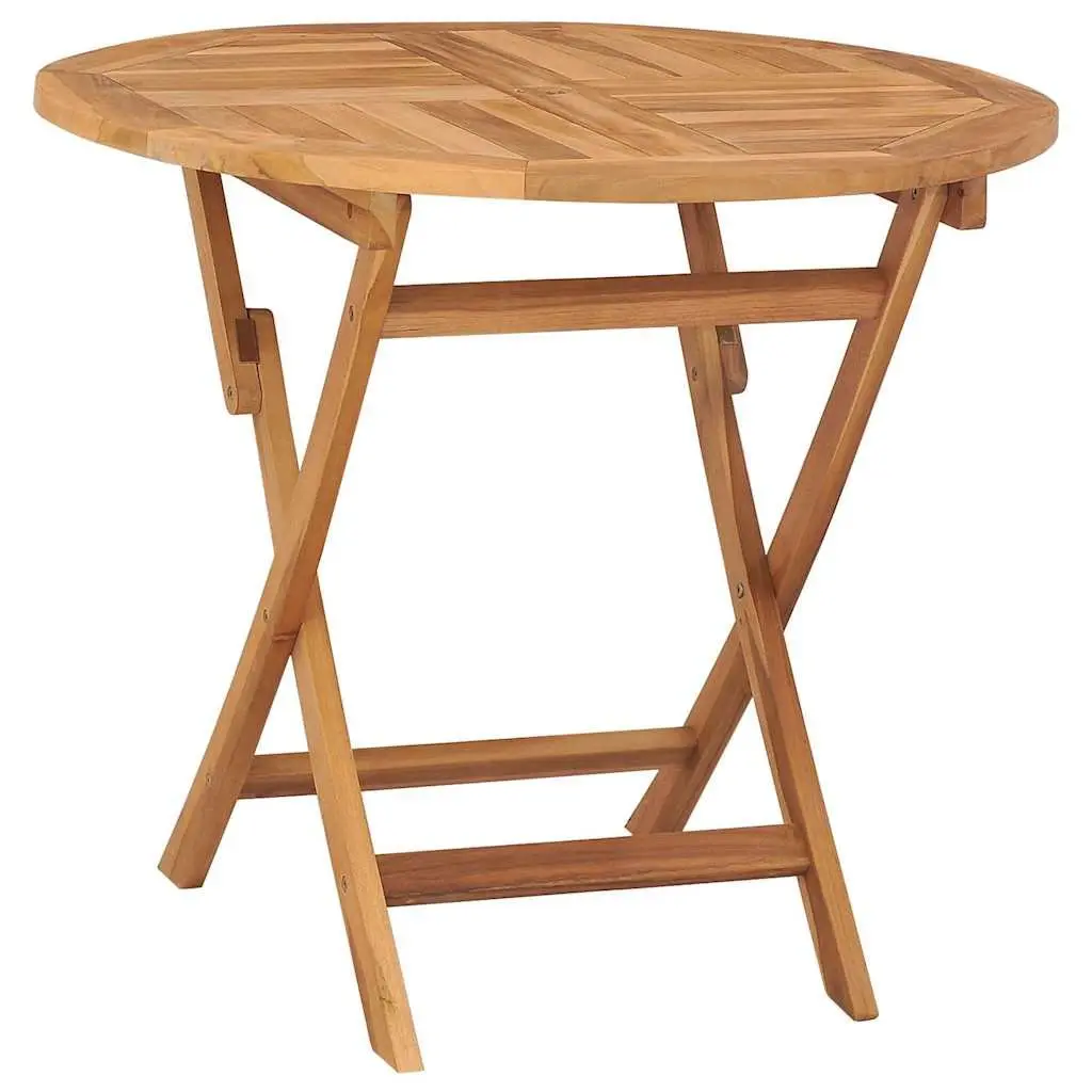 5 Piece Garden Dining Set Teak Wood Foldable Outdoor Table Chairs