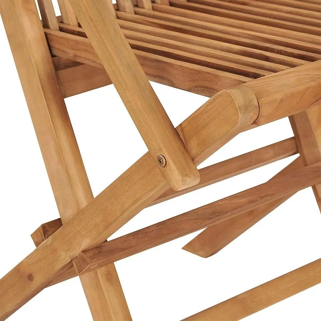5 Piece Garden Dining Set Teak Wood Foldable Outdoor Table Chairs