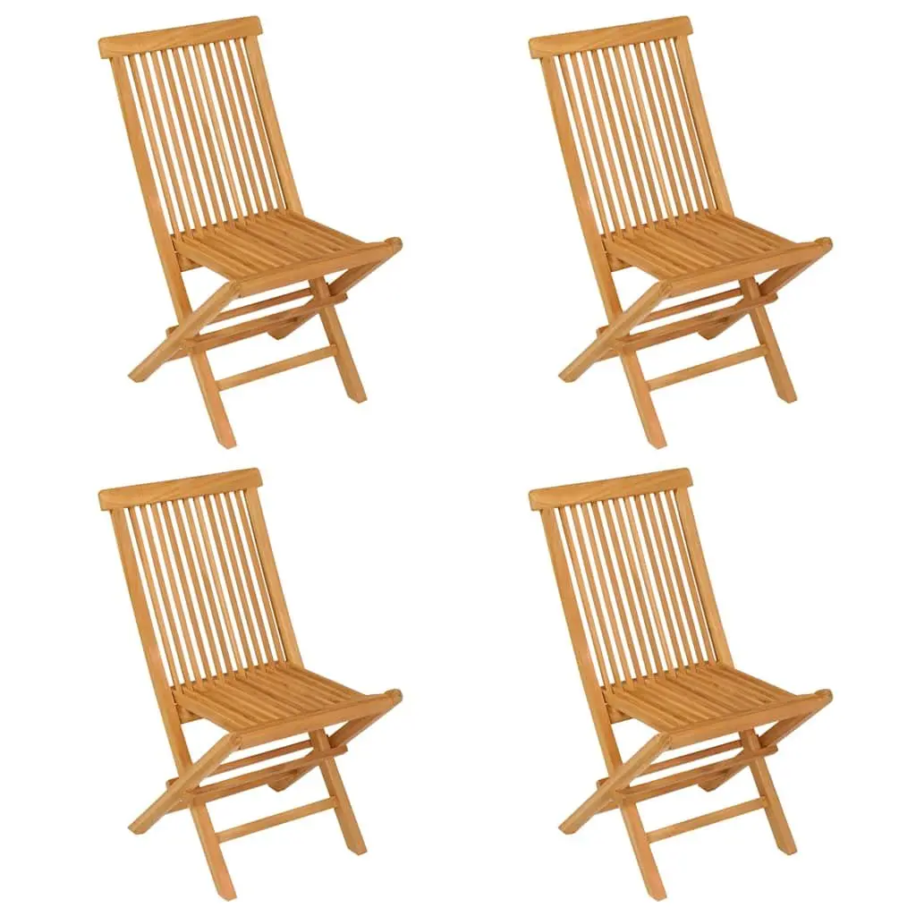 5 Piece Garden Dining Set Teak Wood Outdoor Furniture Folding Table Chairs