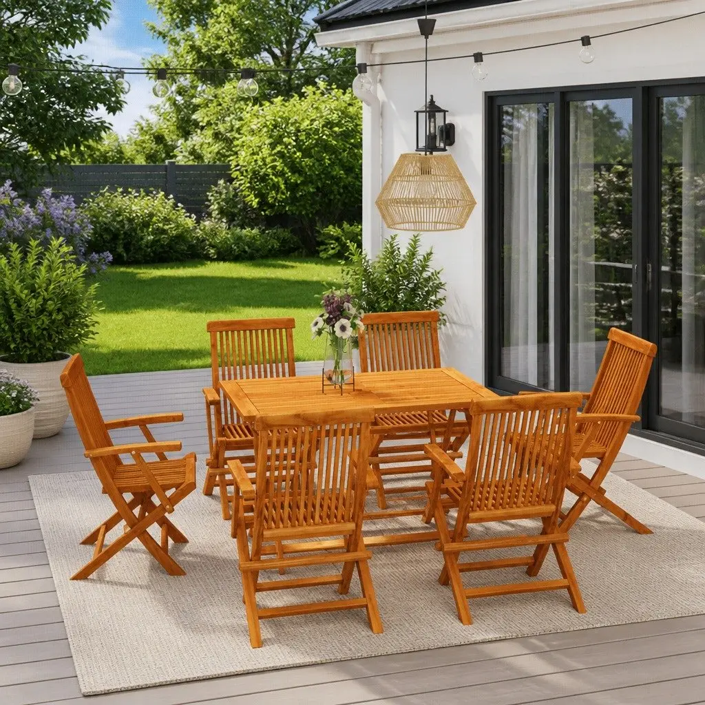 7 Piece Garden Dining Set for Outdoors