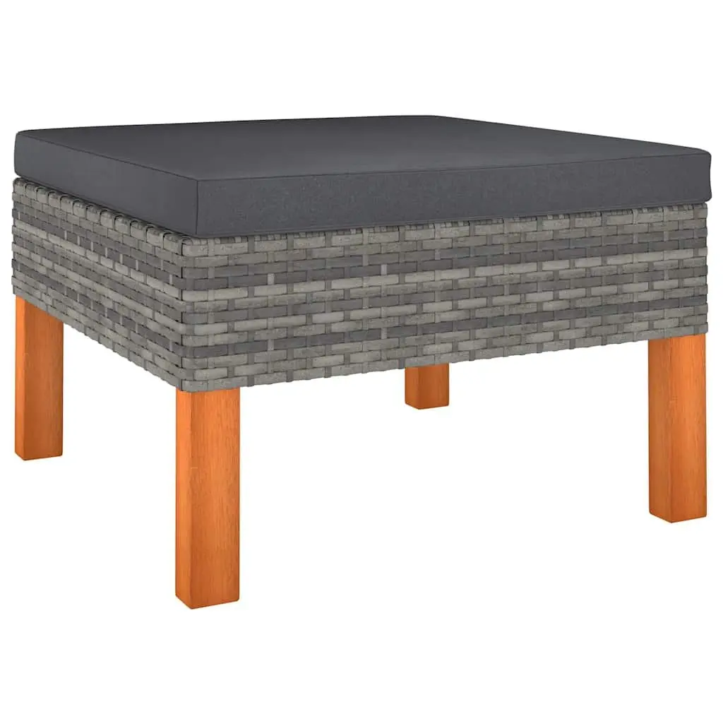 Garden Lounge Set 4 Piece Weather Resistant PE Rattan Outdoor Furniture with Grey Cushions