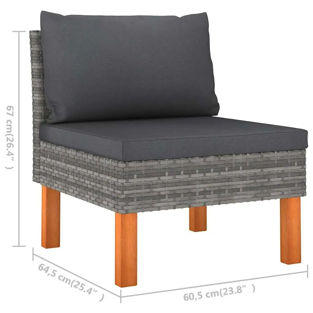 Garden Lounge Set 4 Piece Weather Resistant PE Rattan Outdoor Furniture with Grey Cushions