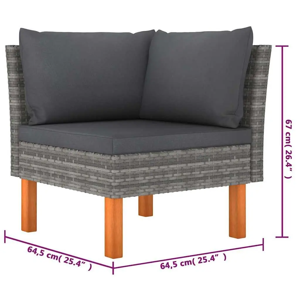Garden Lounge Set 6 Piece Grey Poly Rattan Outdoor Furniture with Cushions