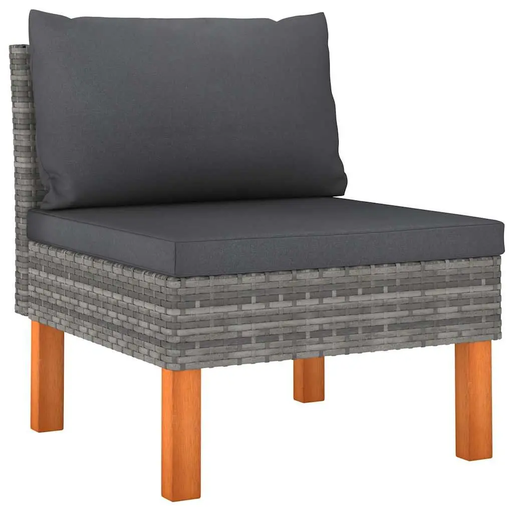 Outdoor Furniture Set Grey 6 Piece Lounge Sofa with Cushions Poly Rattan and Steel Frame