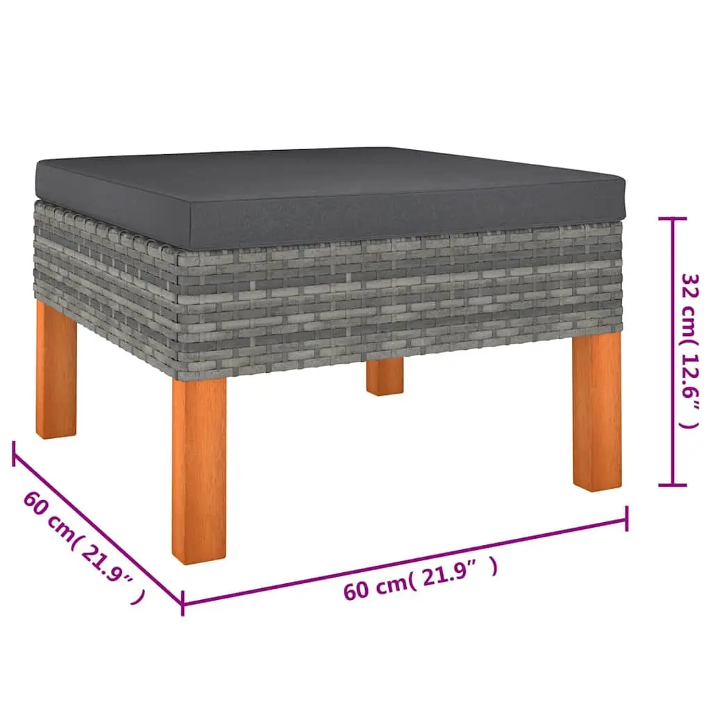 Outdoor Furniture Set Grey 6 Piece Lounge Sofa with Cushions Poly Rattan and Steel Frame