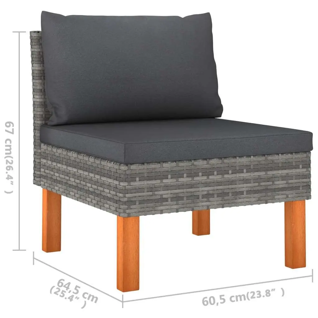 6 Piece Outdoor Lounge Set Garden Furniture Grey Cushions Poly Rattan Sofa