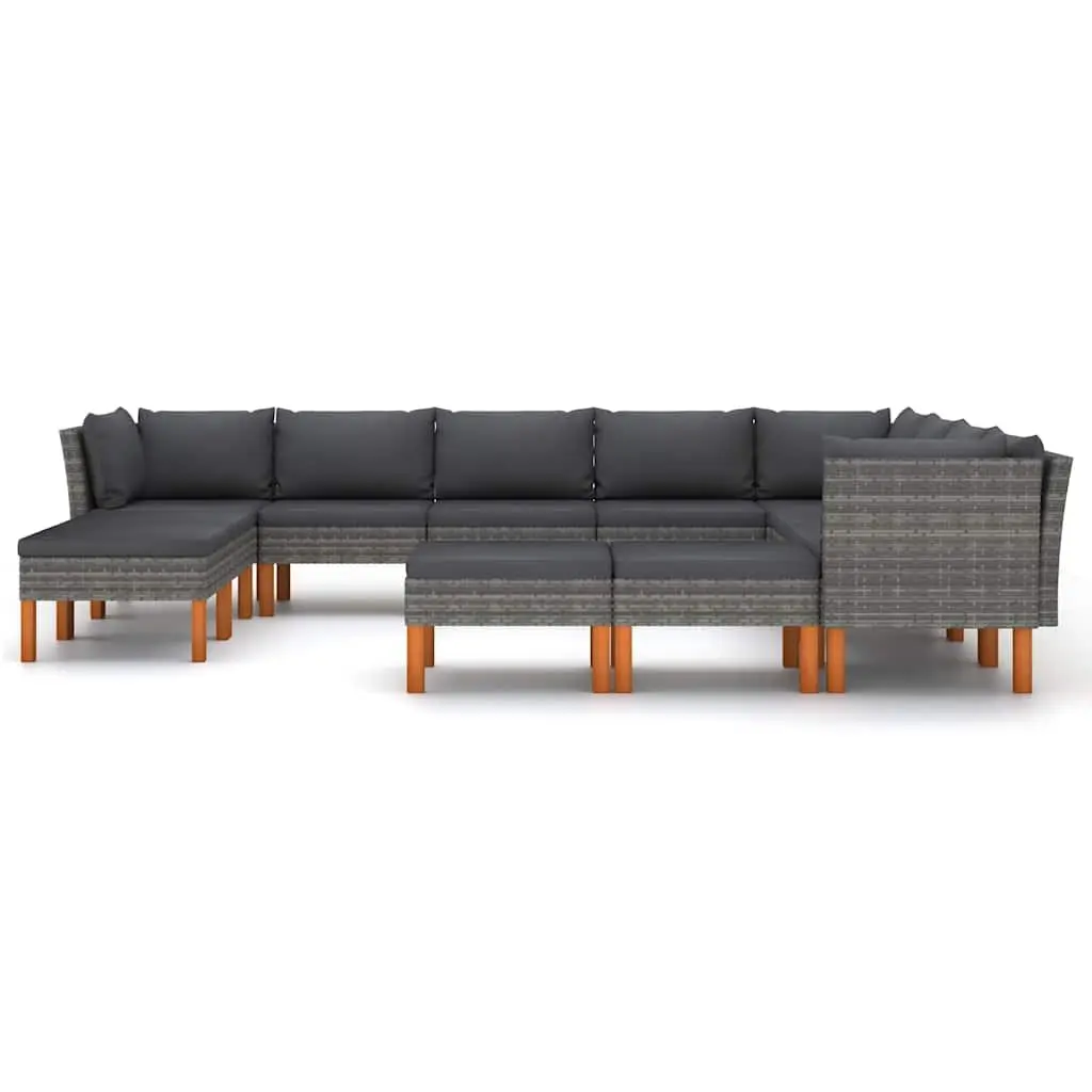 Garden Lounge Set 12 Piece Outdoor Furniture Poly Rattan Sofa with Cushions Grey