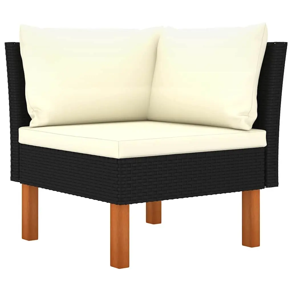 Garden Lounge Set 4 Piece Outdoor Sofa with Cushions Poly Rattan Black