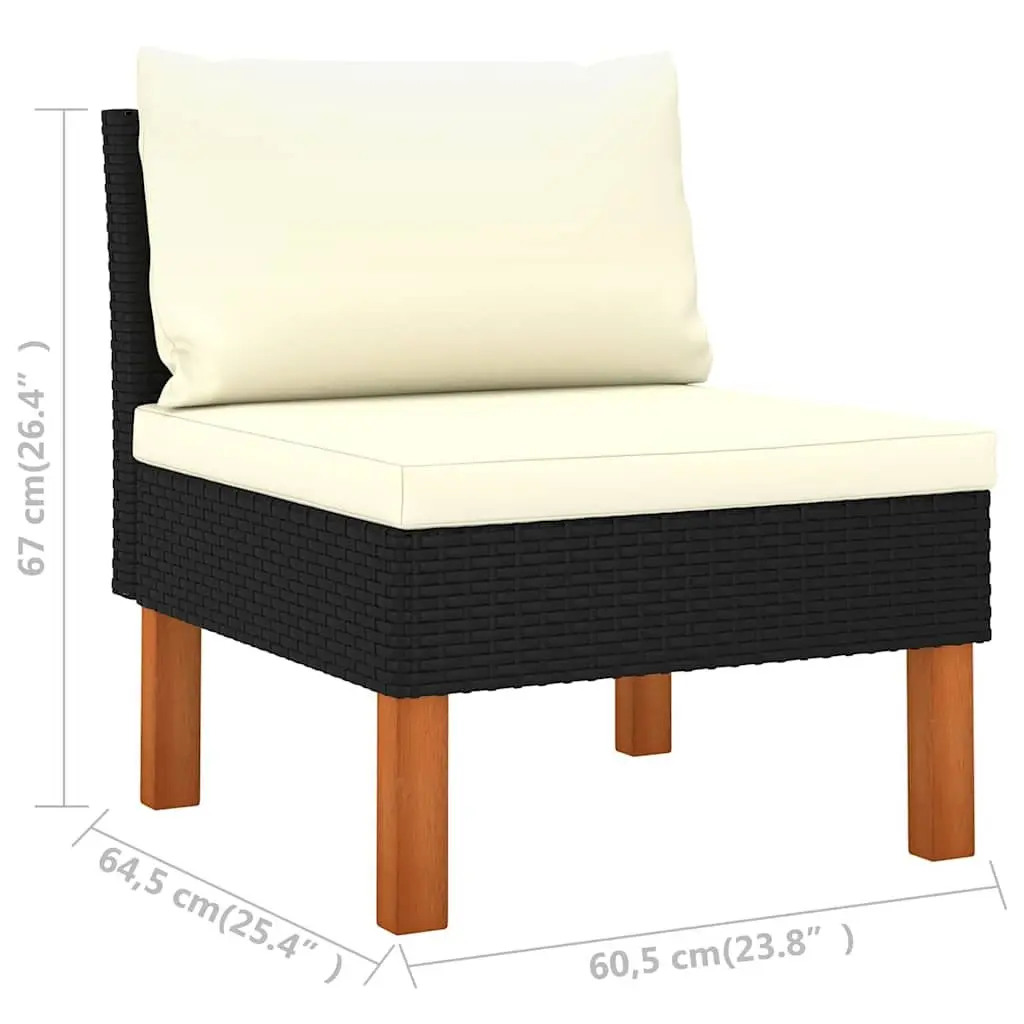 Garden Lounge Set 5 Piece Outdoor Sofa PE Rattan Cushions Black Patio Furniture