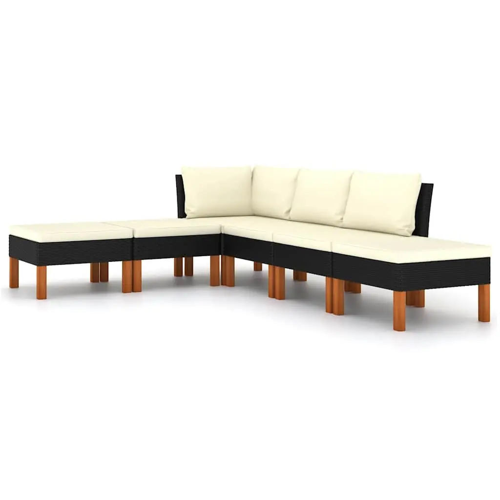 6-Piece Black Outdoor Lounge Set